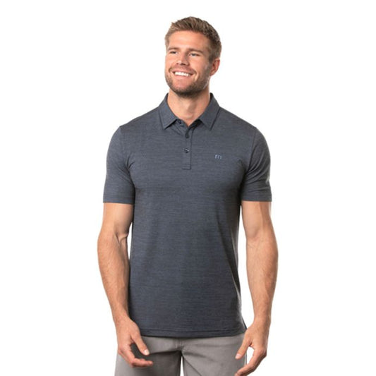TRAVIS MATHEW Men's The Heater Golf Polo T-Shirt - Vintage Indigo/Black