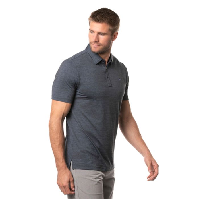 TRAVIS MATHEW Men's The Heater Golf Polo T-Shirt - Vintage Indigo/Black
